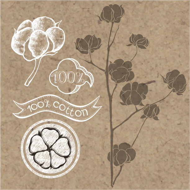 棉套，元素孤立在牛皮纸背景上。素材图片