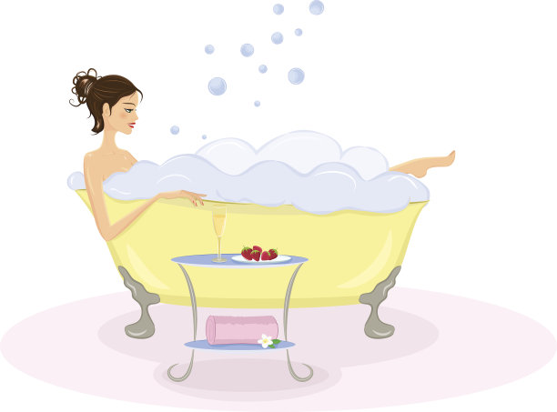 可爱的年轻女士正在洗澡图片下载