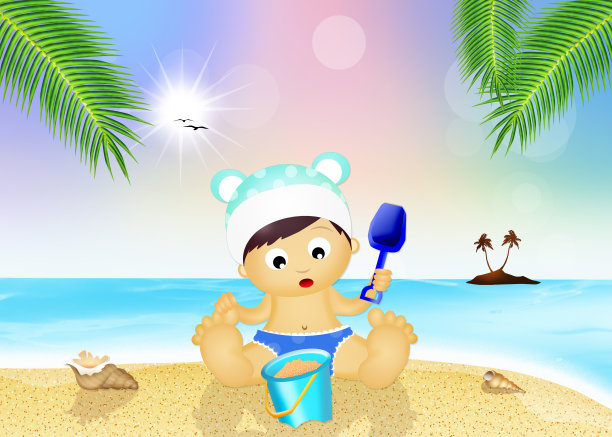 沙滩上的宝贝图片下载