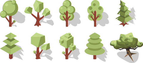 等距森林元素图片下载