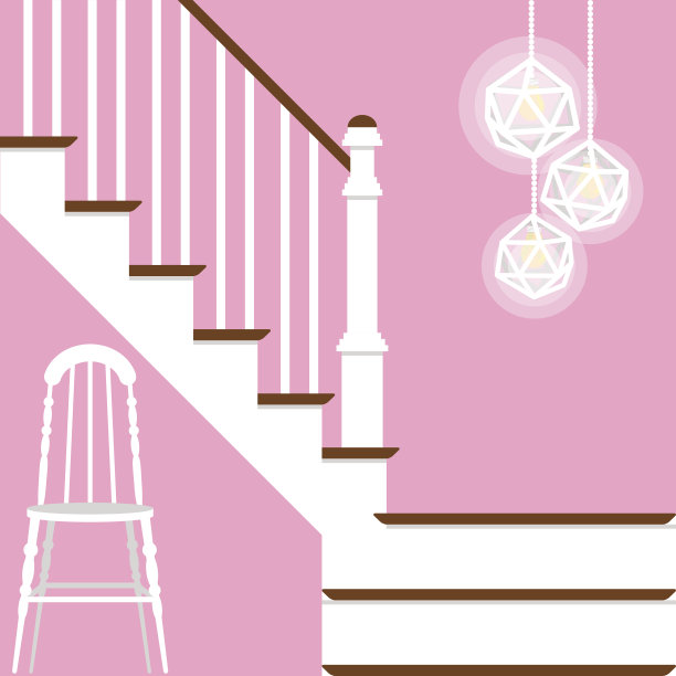 矢量插图与走廊楼梯在平坦的风格图片下载