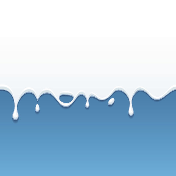 滴白牛奶，奶油，油漆酸奶在蓝色的背上图片下载