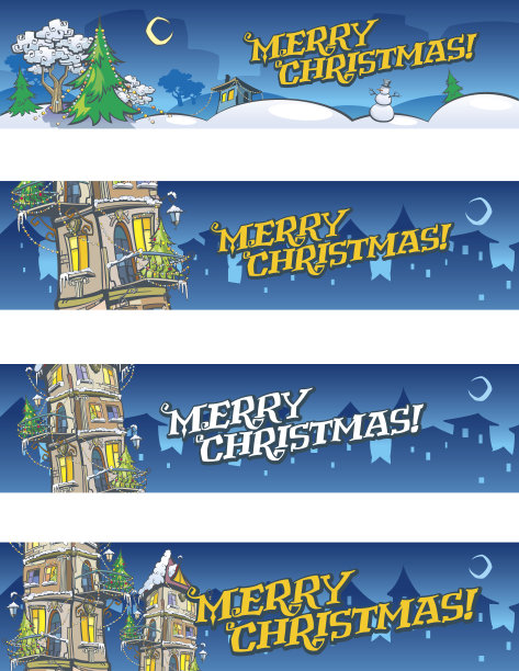 一套4个圣诞横幅图片下载