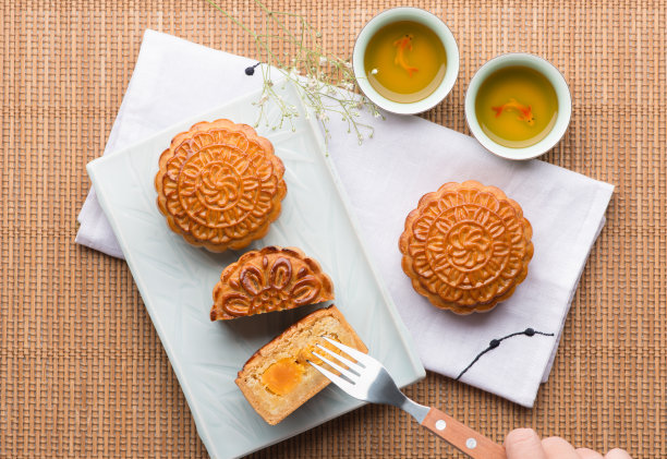 月饼配茶素材图片