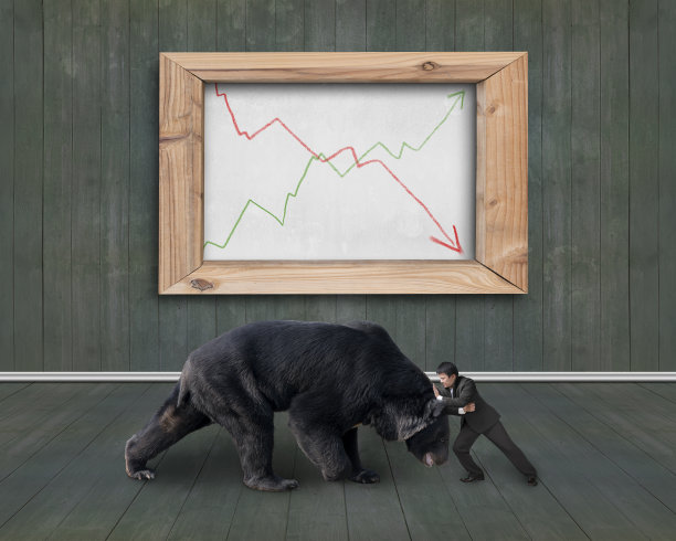 商人对抗熊与趋势线白板图片下载