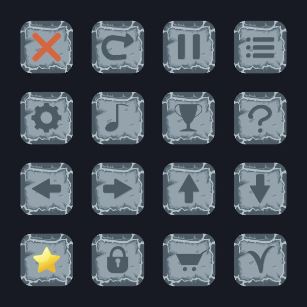 一套石头，石头图标的游戏。图片下载