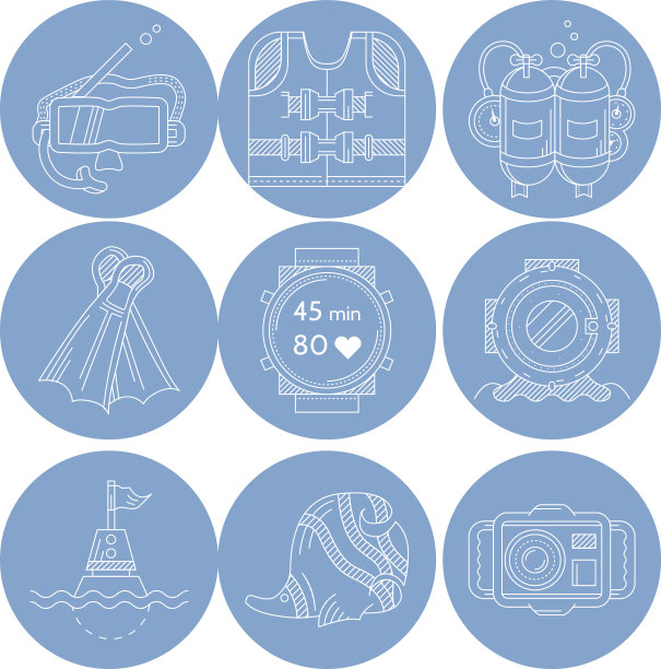 潜水运动图标向量收集图片下载