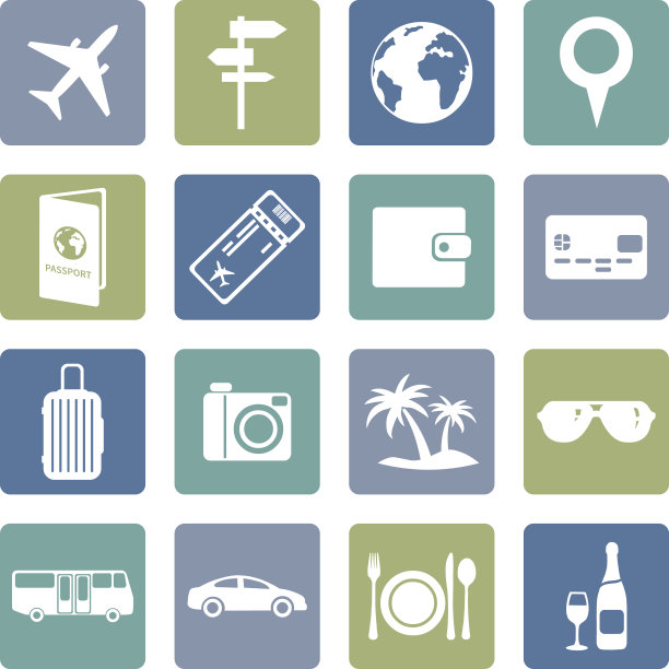 旅游和度假图标向量集图片下载