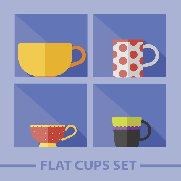 向量平面颜色杯架子上设置图片下载