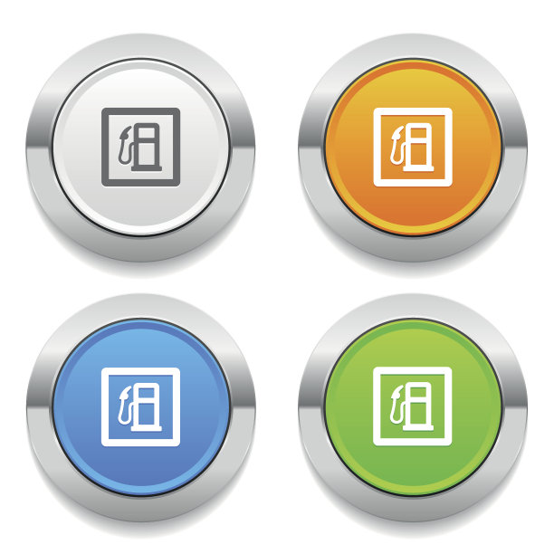 四色圆形按钮与气泵图标图片下载