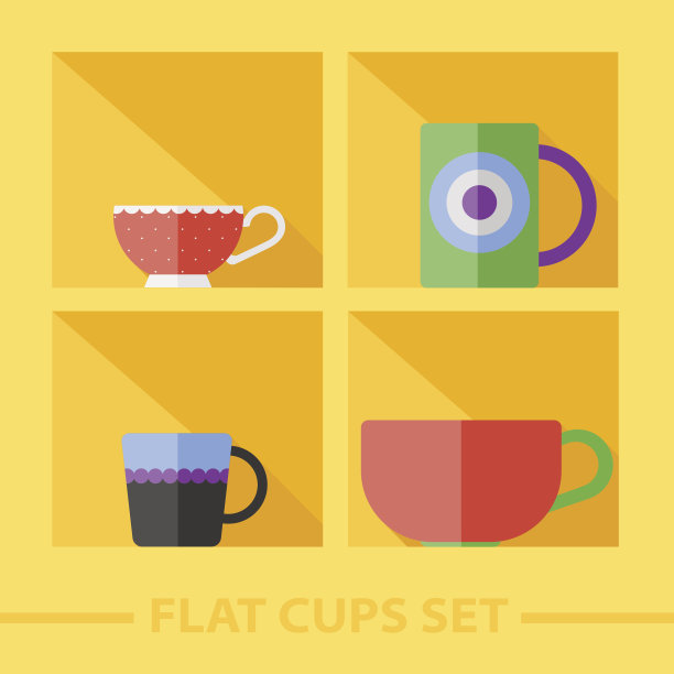 向量平面颜色杯架子上设置图片下载