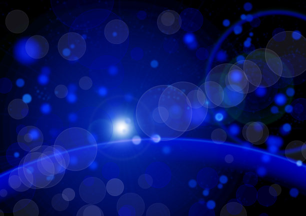 抽象的蓝色背景，美丽闪亮的灯光。图片下载