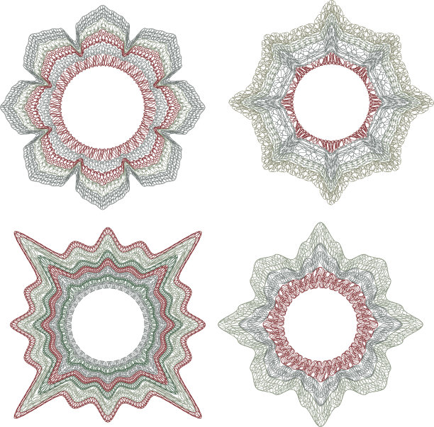 一套玫瑰形装饰元素图片下载