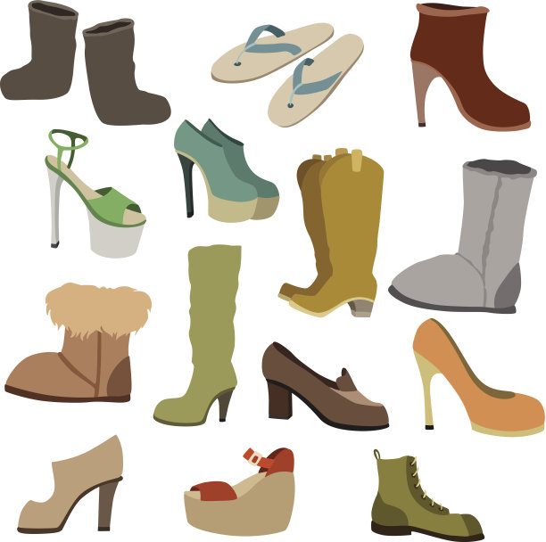矢量插图的各种鞋图片下载