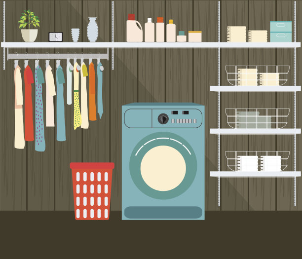 有洗衣机的洗衣房。图片下载