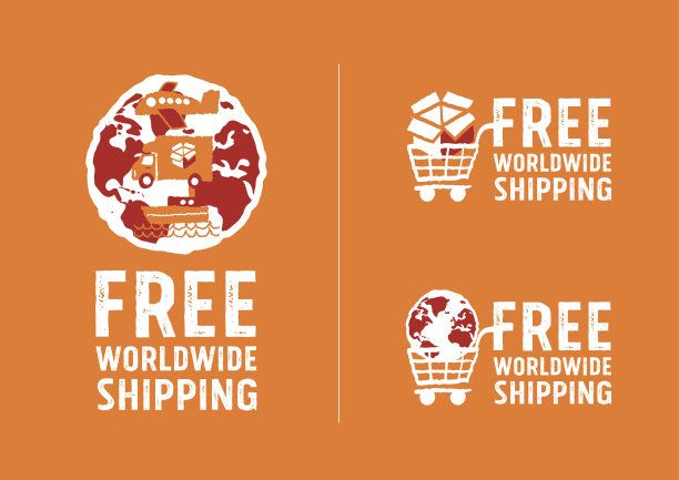 全球航运标志和标志与全球图标图片下载