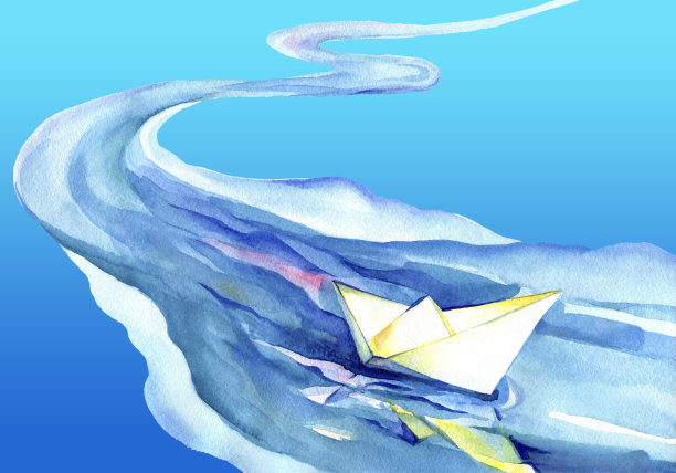 白纸船中的水元素。图片下载