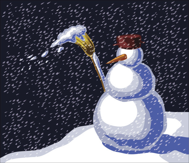 雪人拿着扫帚，矢量图。图片下载