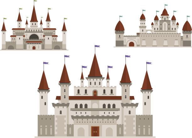 有塔和尖顶的中世纪宫殿或城堡图片下载