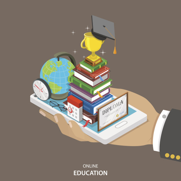 在线教育等角平面矢量概念。图片下载
