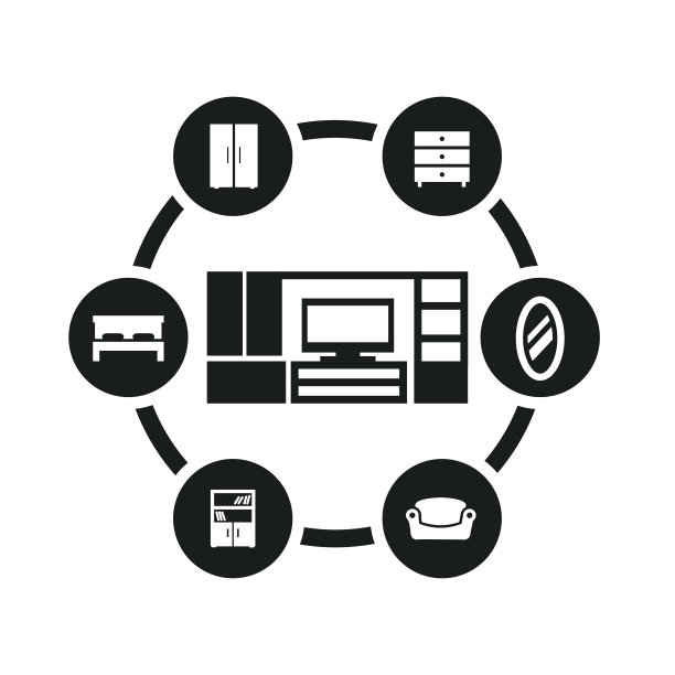 向量黑色家具图标集图片下载