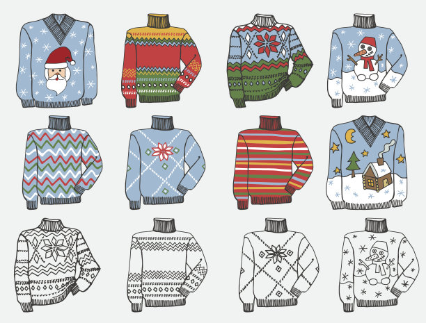 时尚的针织毛衣。涂鸦手草图图片下载