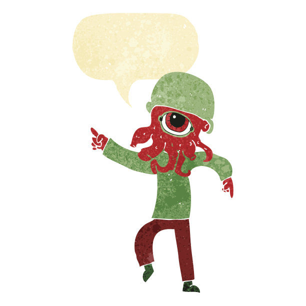 卡通外星人与语音泡泡跳舞图片下载