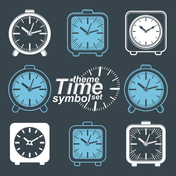 一组向量简单优雅的逆表时钟。图片下载