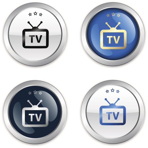 带有电视符号的电视接收印章或图标图片下载