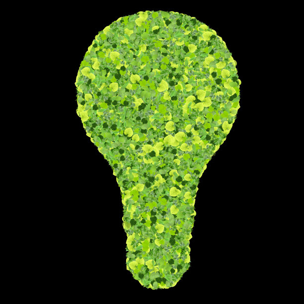 由绿色树叶制成的环保灯泡图片下载