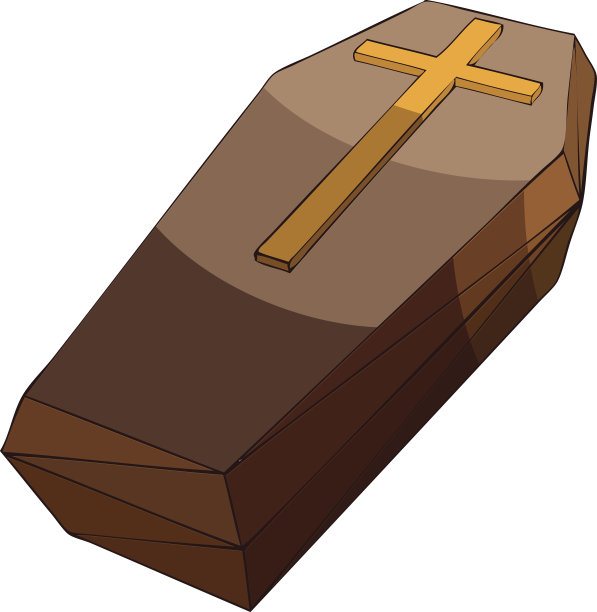 木制棺材矢量插图。图片下载