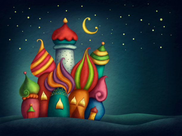 东方五彩缤纷的房子图片下载