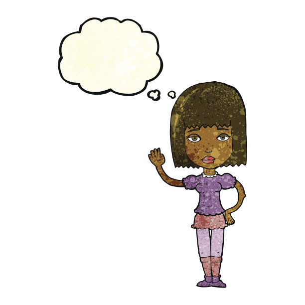 卡通女人挥舞着思想泡泡图片下载