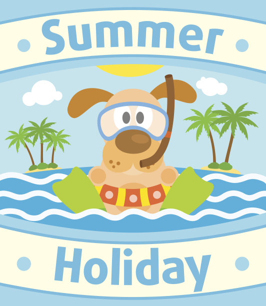 夏季海背景与狗图片下载