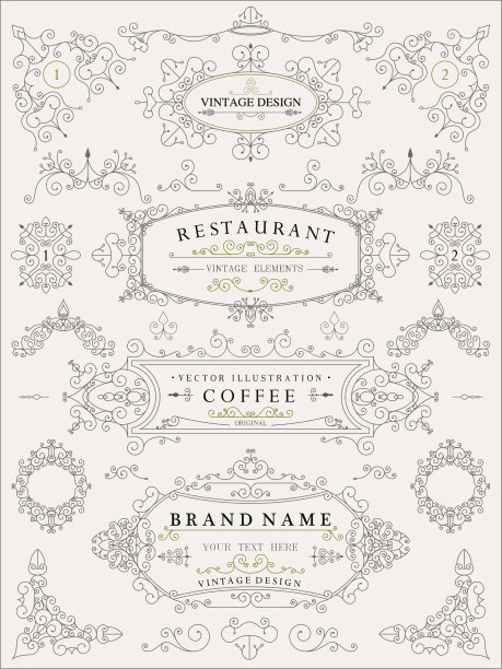 装饰薄复古元素，维多利亚框架，分隔，边框，复古图片下载