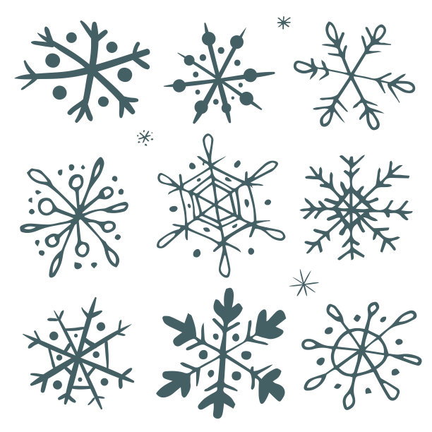 一套手绘雪花素材图片