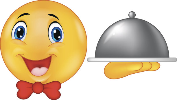 表情符号，笑脸卡通拿着银盘子图片下载