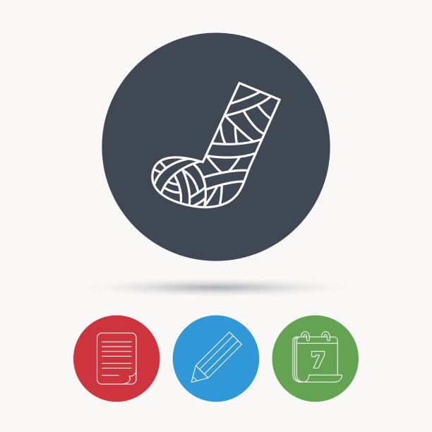 石膏或铸造脚偶像。腿部骨折的迹象。图片下载