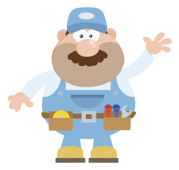 平面设计机械师挥手致意图片下载