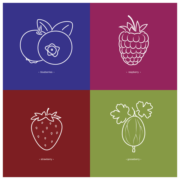 草莓、树莓、蓝莓、醋栗图片下载