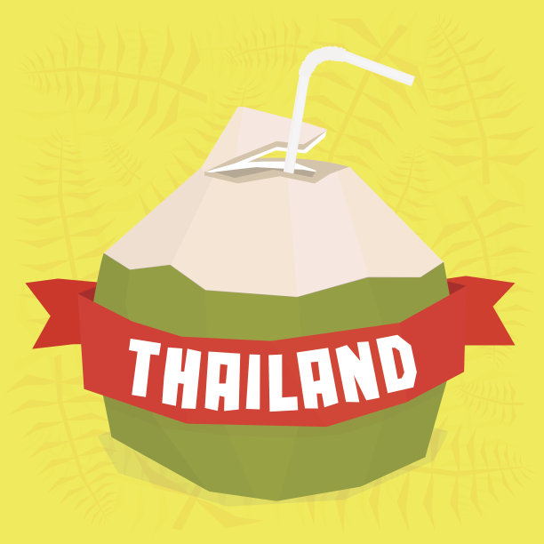 泰国椰子鸡尾酒明信片图片下载