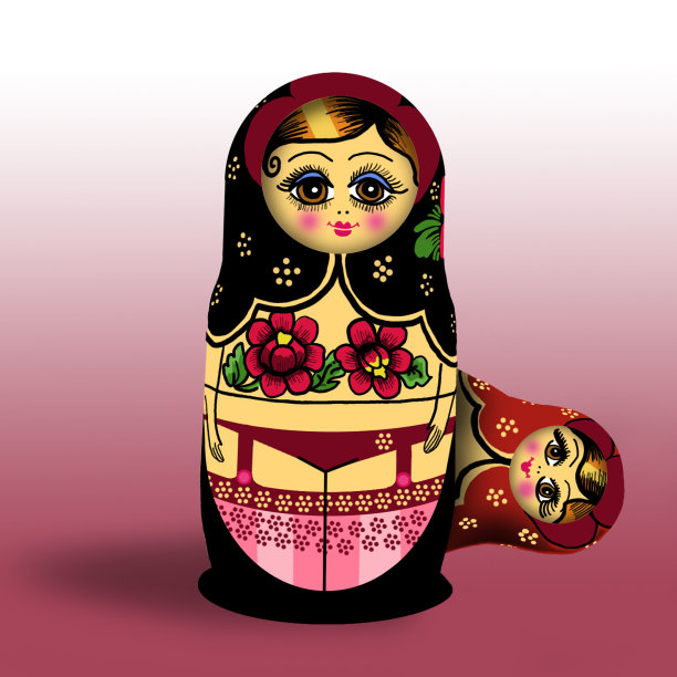 传统俄罗斯娃娃插画图片下载