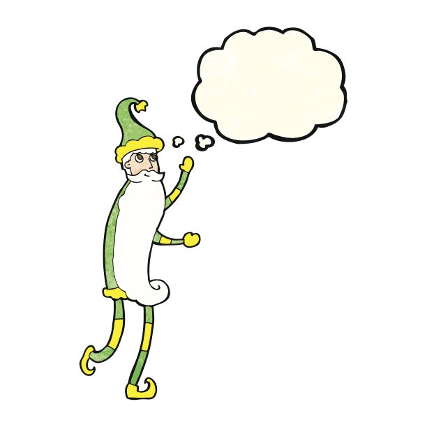 卡通瘦圣诞老人与思想泡泡图片下载