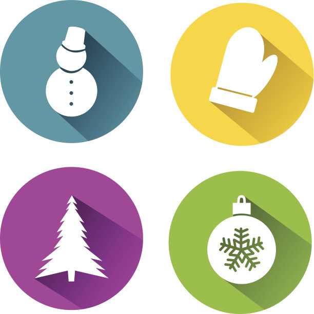 一套图标在一个平坦的圣诞节和新年图片下载