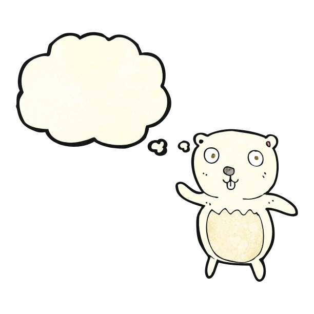 卡通北极熊幼崽与思想泡泡图片下载