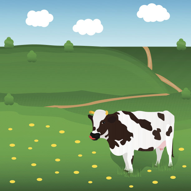 病媒牛在草地上吃草图片下载