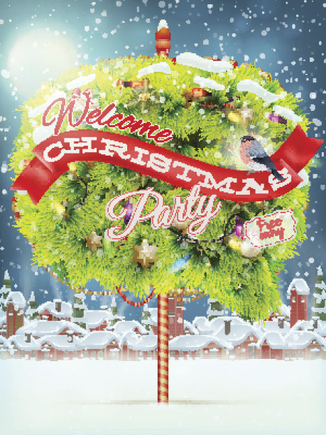 圣诞城市景观和降雪。每股收益10图片下载