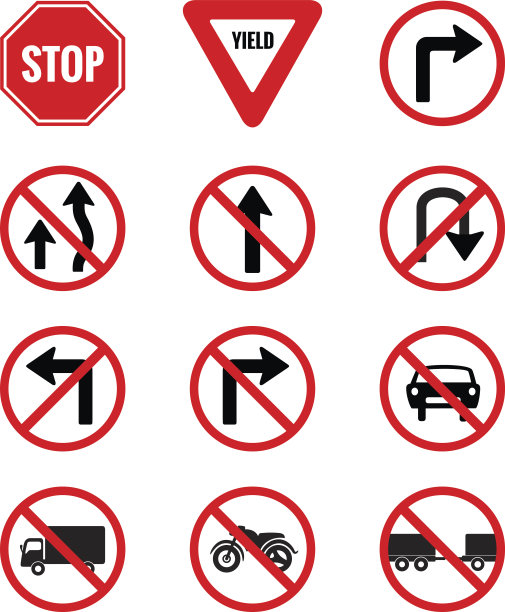 交通标志包集向量图片下载