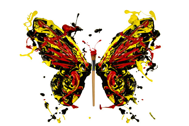 黑红黄漆溅成蝴蝶图片下载