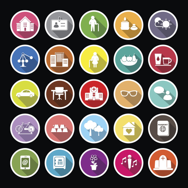 退休社区平面图标与长影子图片下载